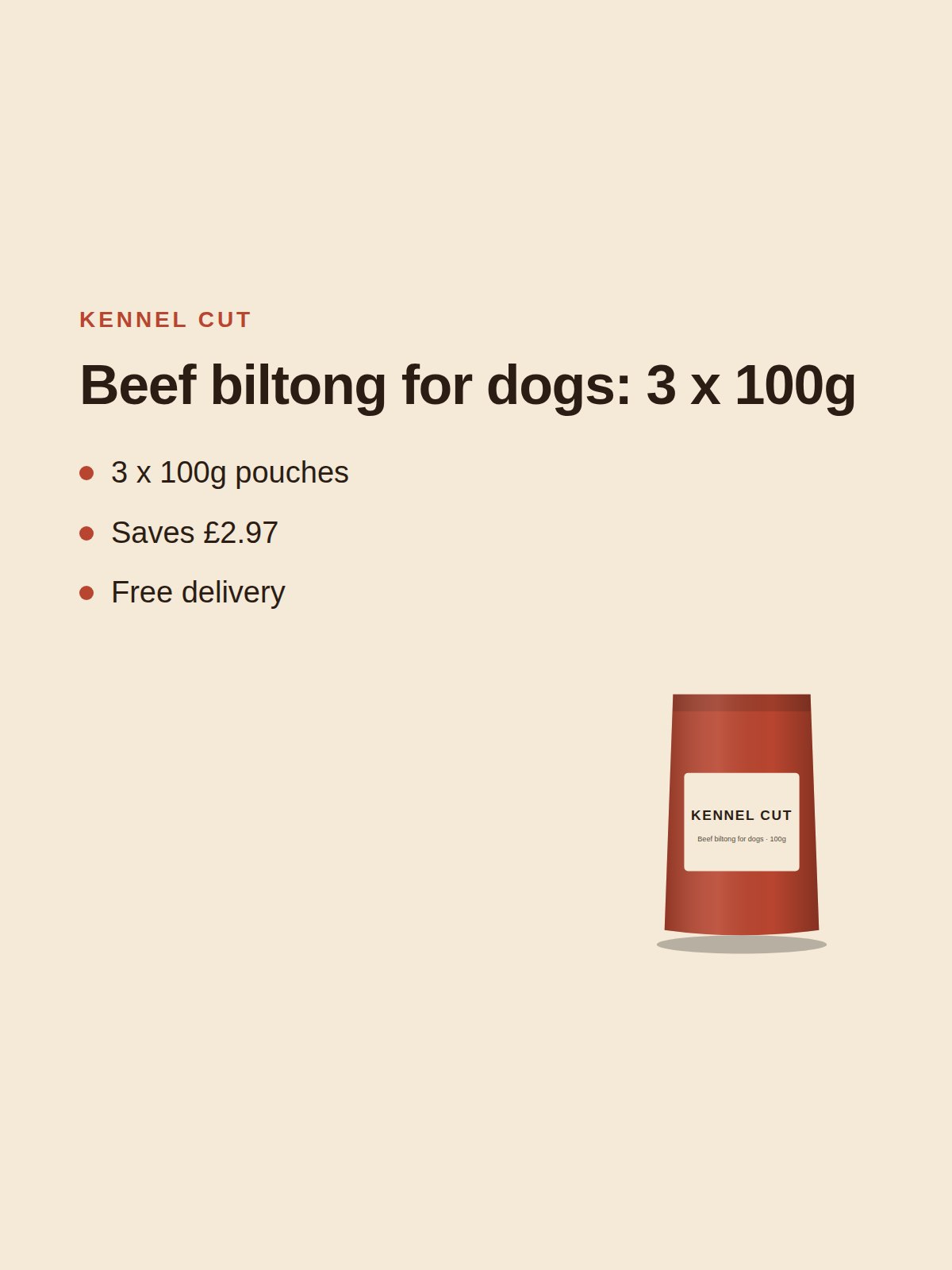 Beef biltong for dogs: 3 x 100g 2